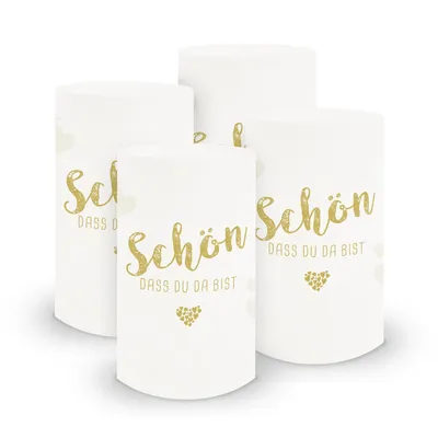 Produktbild von itenga 6x Windlicht Schön dass du da bist currygelb 10cm