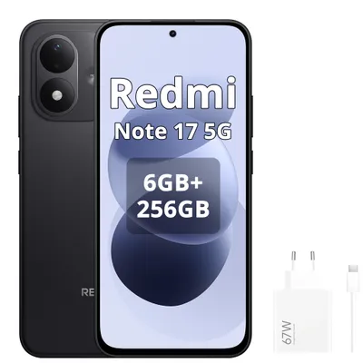Obrázok produktu pre Xiaomi REDMI Note 17 5G, smartfón, 6 GB RAM, 256 GB úložisko, čierna farba (vrátane nabíjačky 67 W)