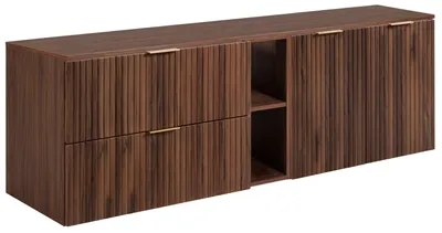 Produktbild von Badezimmer-Hängeschrank mit Waschtischplatte, Nussbaum, 180 x 58,6 x 46 cm