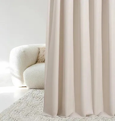 Produktbild von Unyqoos® Vorhang hellbeige mit Faltenband – Polyester 140 x 250 cm, für Wohn- & Schlafzimmer
