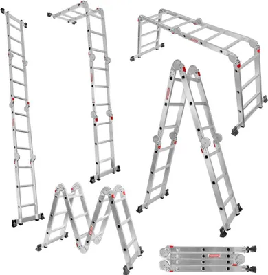 Zdjęcie produktu dla Drabina aluminiowa przegubowa składana wielofunkcyjna WERKBERG 4x3