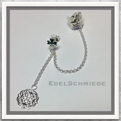 Produktbild von Edelschmiede925 Ohrklemme mit Ohrstecker 925 Silber Kleeblatt