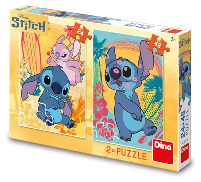 Image de Puzzle Dino Stitch amoureux 24+48 pièces