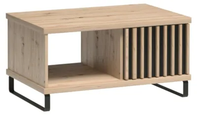 Produktbild von Couchtisch NAKUSP - Eiche - Lamellen - Metallbeine - 90 x 36 x 58 cm
