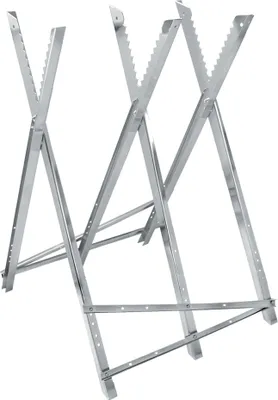 Zdjęcie produktu dla ECD Germany Konik do piły łańcuchowej, 3-krotny, ocynkowany metal, udźwig 150 kg, składany i regulowany, 83x74,5x84,5 cm, rama piły z zębami