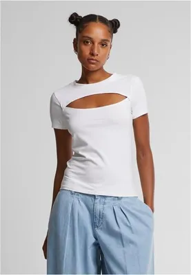 Obrázek produktu pro Dámské tričko Urban Classics Ladies Short Cut Out Tee white - M