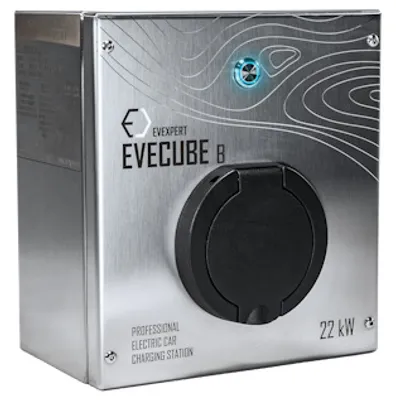 Obrázek produktu pro EVECUBE B Wallbox - odolná nerezová nabíjecí stanice pro elektromobily a PHEV s maximálním nabíjecím výkonem 22kW (s univerzální zásuvkou)