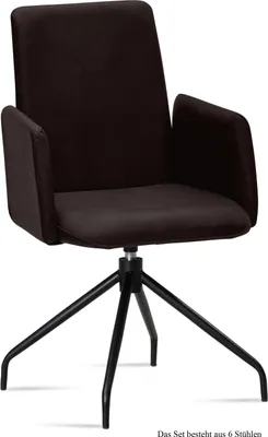 Produktbild von Armlehnstuhl drehbar (6er-Set) Djanna 52x92x60 Schwarz/Espresso