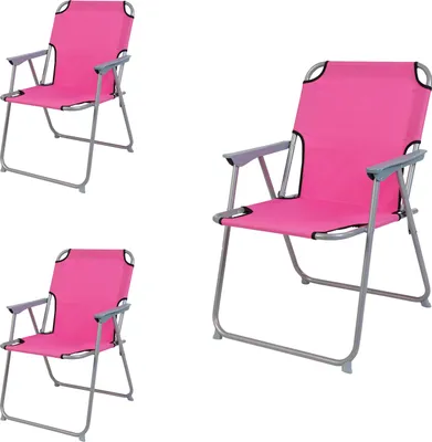 Image de 3 pièces chaise de camping tissu Oxfort métal rose