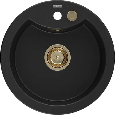 Immagine prodotto di Mexen Diego lavello in granito a 1 vasca 488 x 480 mm, nero, sifone dorato - 6512481000-77-G
