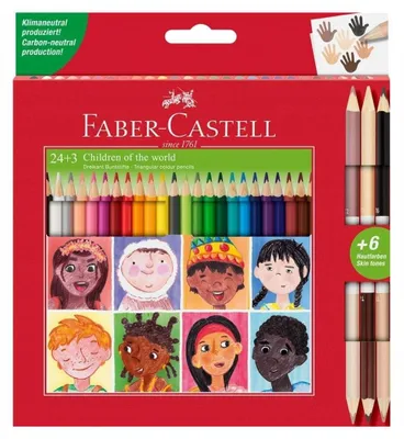 Obrázek produktu pro Faber-Castell 511515 Sada barevných tužek trojhranná 27 kusů včetně dvoubarevné sady tužek v odstínu pleti standardní barvy