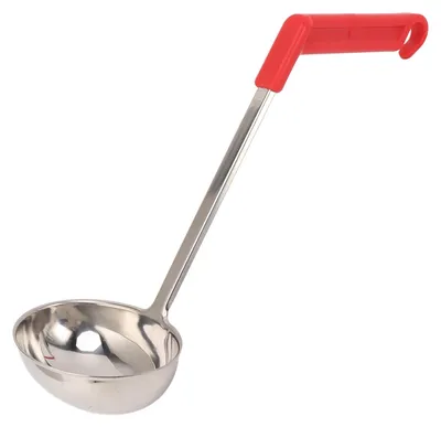 Zdjęcie produktu dla Łyżka do zupy ze stali nierdzewnej, zapobiegająca oparzeniom, wielofunkcyjna, z zakrzywioną rączką, idealna do gotowania w domu, pojemność 180 ml