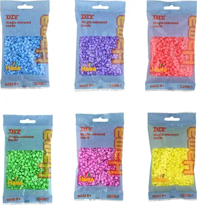 Produktbild von Hama Set mit 6.000 Midi-Bügelperlen pastell