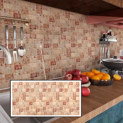 Produktbild von 3D-Wandpaneele PVC | Mosaik Optik | Autumn Leaves - 1 Platte - 0.5 m² | Für Wohnzimmer, Küche & Bad | Einfache DIY-Montage