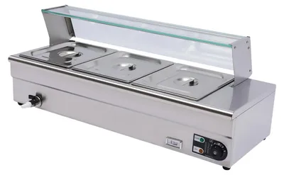 Produktbild von Speisenwärmer, 3 Pfannen, Temperaturregelung, Silber