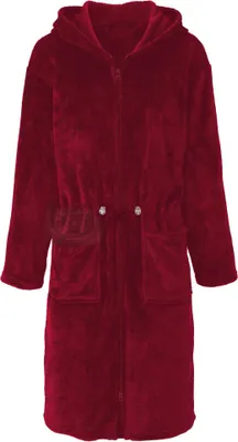 Produktbild von Vital Bademantel S bordeaux Polyester Mikro-Flanell 210g/m²Kapuze Reißverschl.