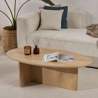Image de Parona - Table basse, 120x65x40h cm Chêne Brun, Forme Ovale