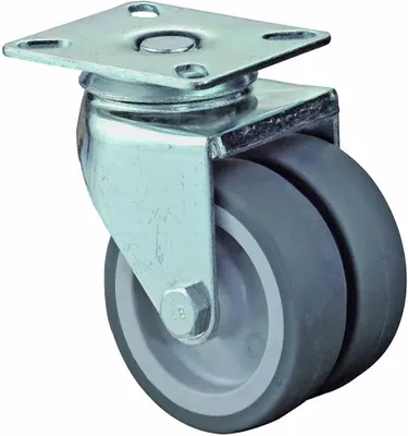 Produktbild von BS Rollen B100A80050 Doppelrolle mit Platte Gleitlager, grau/silber