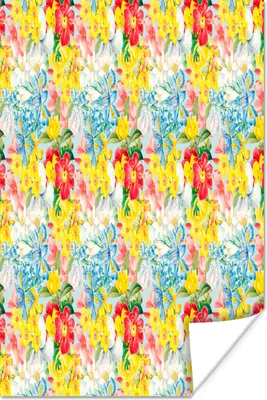 Produktbild von MuchoWow® Poster Blumen - Muster - Farben 80x120 cm - Papierdruck
