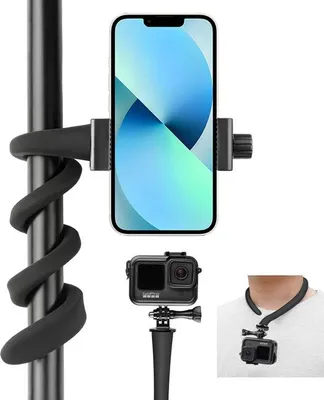 Produktbild von Unyqoos® Flexible Smartphone- & Kamera-Halterung – biegsamer Silikonstab mit Legierungskern, für Fahrradlenker & Kinderwagen, kompatibel mit 8,9–16,5 cm, GoPro/Insta360, 86 g
