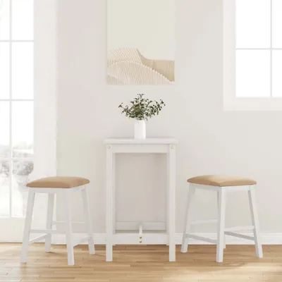 Productafbeelding van Maison Exclusive - Barstoelen met kussen, 2 stuks. Wit, massief hout, rubberboomhout