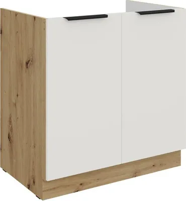 Produktbild von Spülenschrank LUNARA – Breite 80 cm, Weiß/Eiche Artisan