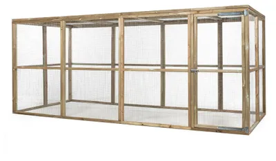 Image de Volière Fatmoose CheeryChicken Cove en bois pour poules - 448 x 179 x 183 cm
