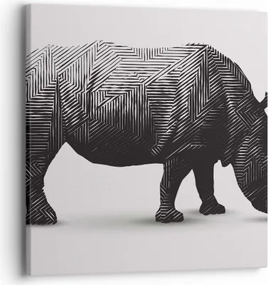 Produktbild von Bild auf Leinwand - Leinwandbild - Nashorn Tier Afrika Safari - 40x40cm - Wand Bild - Wanddeko - Leinwanddruck - Bilder - Kunstdruck - Wanddekoration - Leinwand bilder - Wandkunst - AC40x40-2935