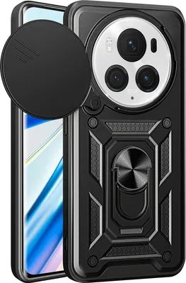 Produktbild von Hülle für Honor Magic5 Pro Magnetische Ring Ständer Halter Dia Kameraschutz TPU Bumper Silikon Schutzhülle Schwarz