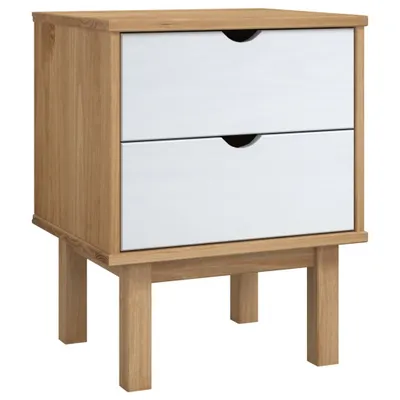 Imagen del producto de Mesita de noche OTTA madera de pino marrón y blanco 45x39x57 cm