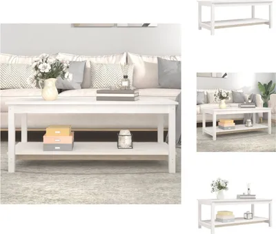 Zdjęcie produktu dla vidaXL Stolik kawowy biały 110x55x45 cm lite drewno sosnowe - Stoliki kawowe