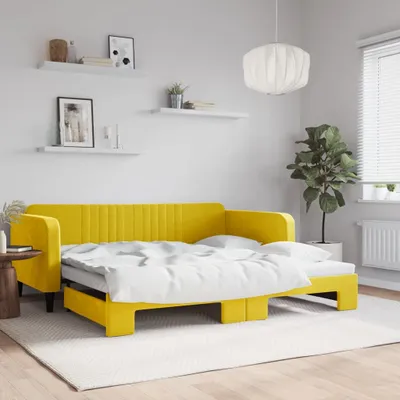 Produktbild von vidaXL Tagesbett Ausziehbar Gelb 100x200 cm Samt