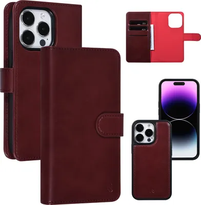 Productafbeelding van UNIQ Accessoire iPhone 14 Pro, boekvormige hoes - Met kaarthouder - Rood