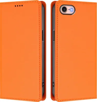Obrázek produktu pro Kožené pouzdro pro iPhone 8/7/6s/6/iPhone SE 2022/2020, magnetické flipové pouzdro zPolyuretankůže se stojánkem Oranžová
