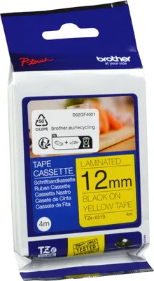 Produktbild von Brother TZE631S, Schwarz auf gelb, TZe, Philippinen, Brother, 1,2 cm, 4 m