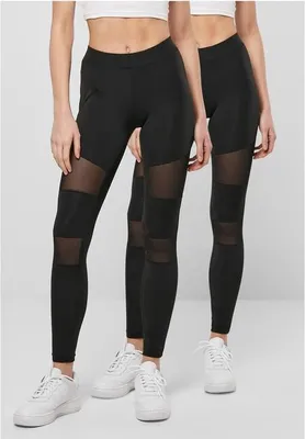 Obrázek produktu pro Dámské leginy Urban Classics Ladies Tech Mesh Leggings 2-Pack black+black - 5XL