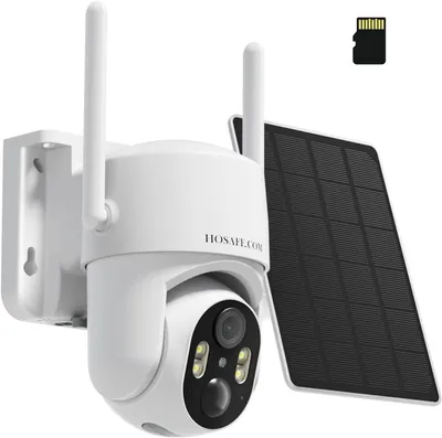Produktbild von Hosafe.com Outdoor-Überwachungskamera Batterie Solar 360 ° PTZ WiFi 2K 3MP Überwachungskameras Spotlight Color Night Vision PIR Sensor 2-Wege Audio