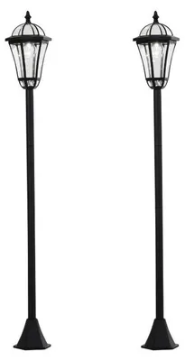 Obrázek produktu pro Solární zahradní lampy, 2 kusy - zahradní lucerny | Barva: černá | Rozměry: 18,5 x 18,5 x 129 cm