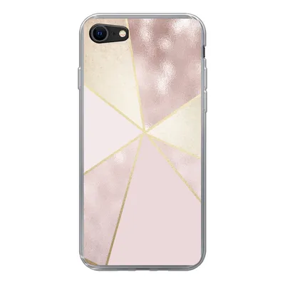 Produktbild von MuchoWow® Handyhülle Schutzhülle Hülle für iPhone 7 Marmor - Rosa - Gold - Schick Silikon Softcase Handy Hülle - Kartenhalter