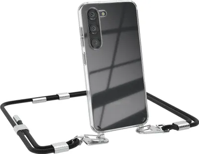 Produktbild von EAZY CASE Handykette für Samsung Galaxy S23, Transparente Silikonhülle mit Band, Clear Case, abnehmbar in  Schwarz
