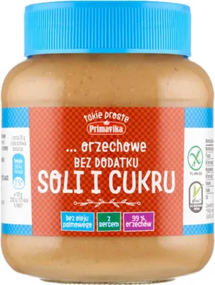 KREM Z ORZESZKÓW ZIEMNYCH PRAŻONYCH BEZ DODATKU SOLI I CUKRU BEZGLUTENOWY 350 g - PRIMAVIKA