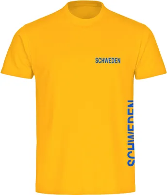 Produktbild von multifanshop Herren T-Shirt - Schweden - Brust & Seite, gelb, Größe S