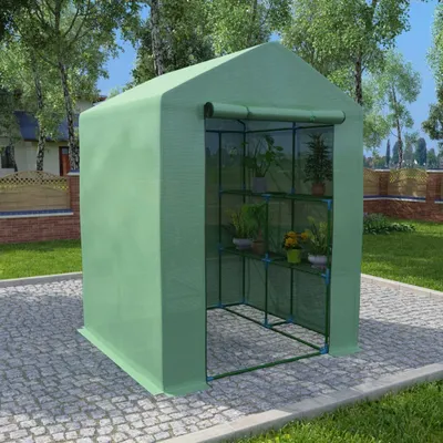 Productafbeelding van De Living Store kas met opbergplanken, staal, 143x143x195 cm