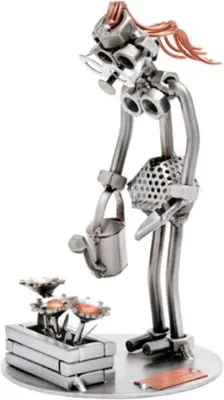Produktbild von Gärtnerin Figur aus Metall – Handgefertigte Skulptur Unikat