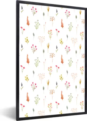 Produktbild von MuchoWow® MuchoWow® Gerahmtes Poster Blumen - Pastell - Muster 60x90 cm - Poster mit zchwarzem Bilderrahmen - Kunst