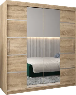 Produktbild von Kleiderschrank, Schiebetürenschrank Schlafzimmer, Schrank mit Spiegel VERONA 4 180 cm