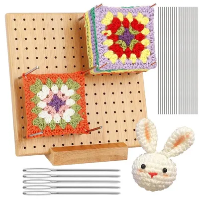 Produktbild von Blockierbrett Häkeln mit Nadeln für Granny Squares Strickzubehör Bastelhilfe