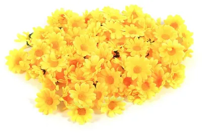 100 künstliche Gänseblümchen-Blütenköpfe, Gelb, 4 cm