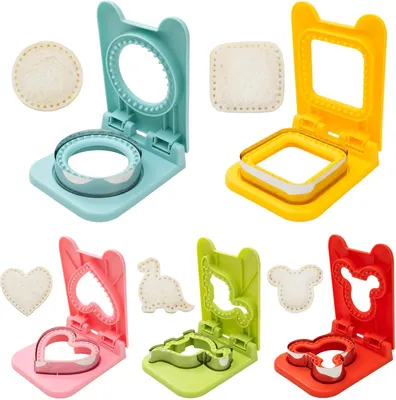 Produktbild von Sandwich Ausstecher Set für Kinder, 5 Formen, Edelstahl Cutter für Lunchbox, crustless Sandwich Maker mit Versiegelung, Frühstück & Schule