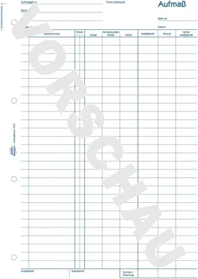 Produktbild von Formularbuch Aufmaßbuch A4 100 Blatt Packung mit 5 Stück